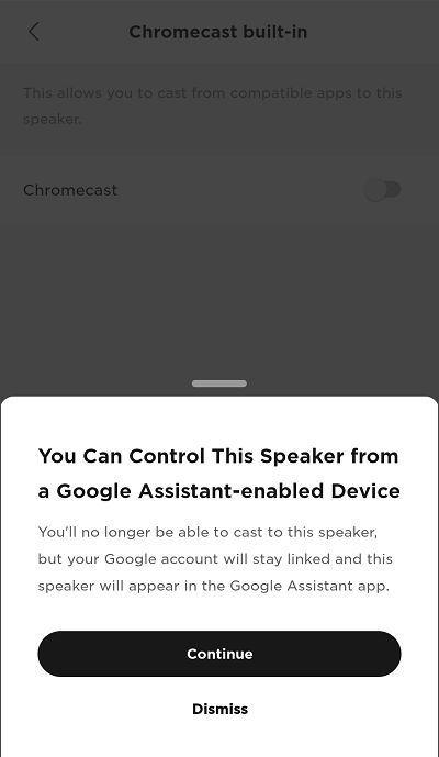 Google Assistant still linked message