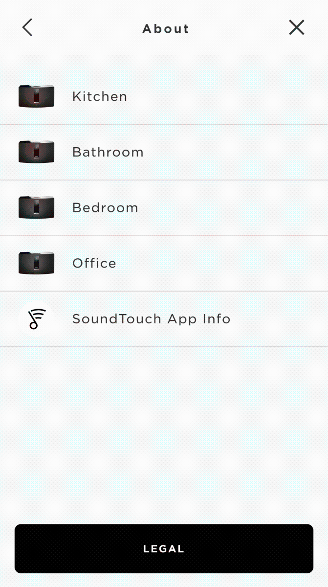 SoundTouch app About menu