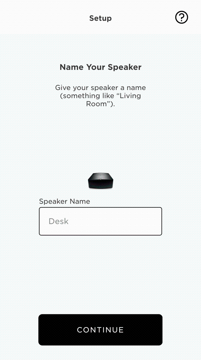 SoundTouch app screen showing name your speaker